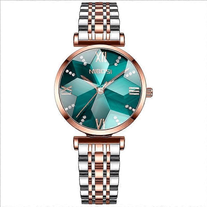 NIBOSI Women's Elegant Watch - Rose Gold Plated Case with Crystal Accents
