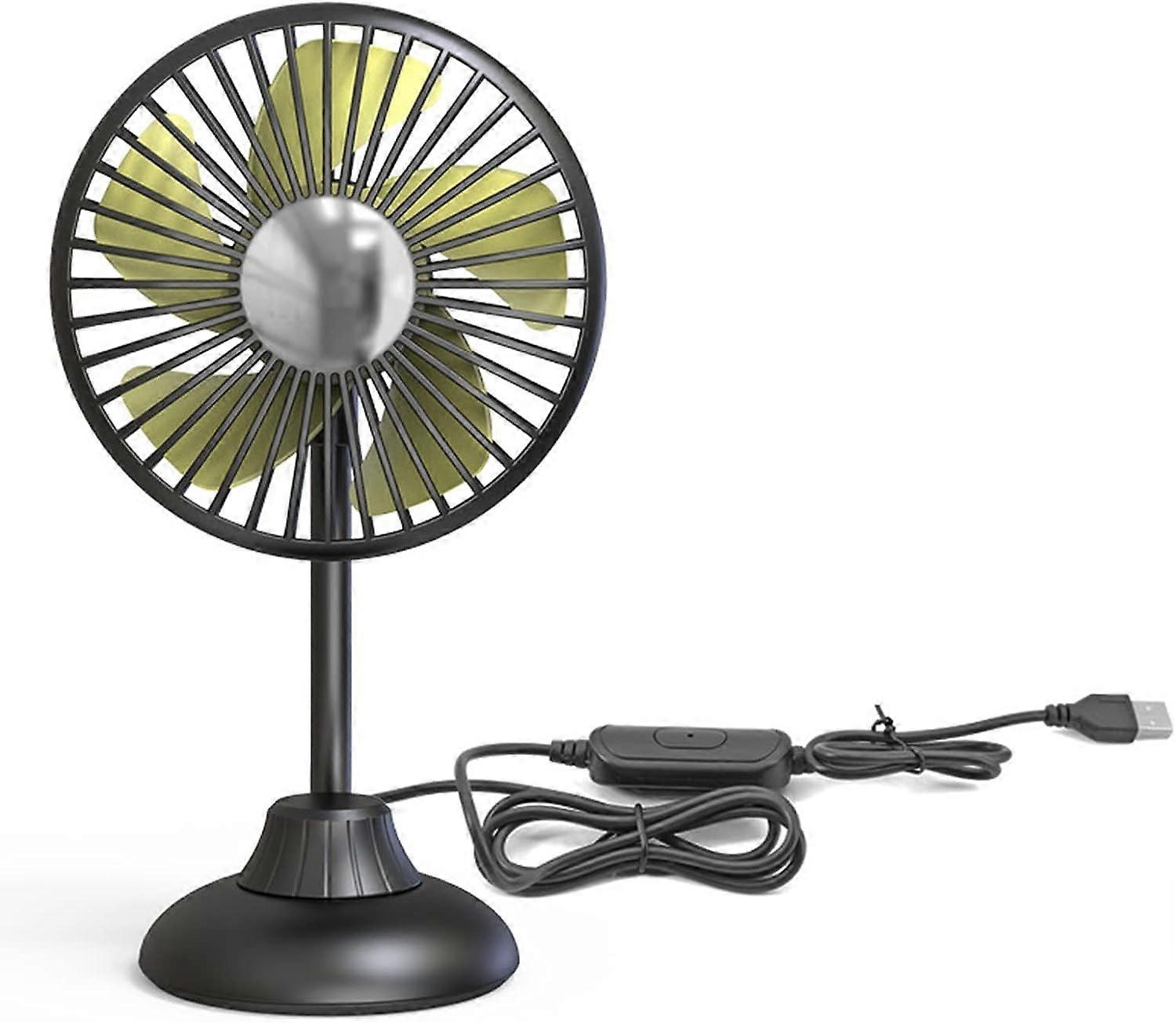 Desk Fan Car Portable Mini Powerful Silent 3 Speed Settings 360-Degree Rotation Black