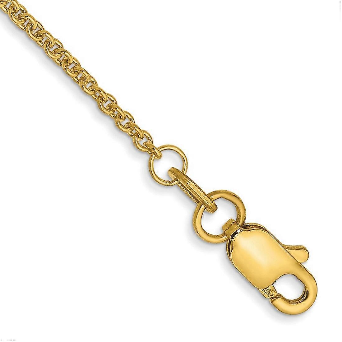14k Yellow Gold Solid Polished 1.5mm Cable Chain Anklet Lobster Claw-Anklet for Women and Men - Length: 9 to 10