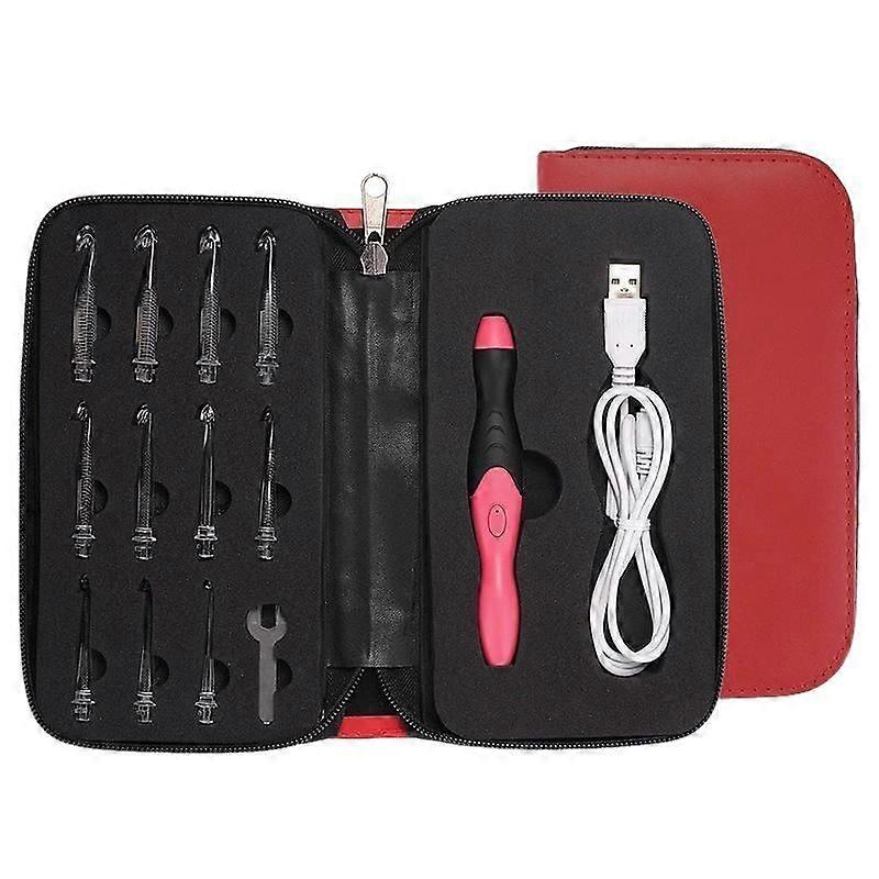 9 في 1 مجموعة إبرة الكروشيه LED مع 9 رؤوس قابلة للتبديل لإبر الحياكة وأدوات الخياطة (أرجواني) XXF