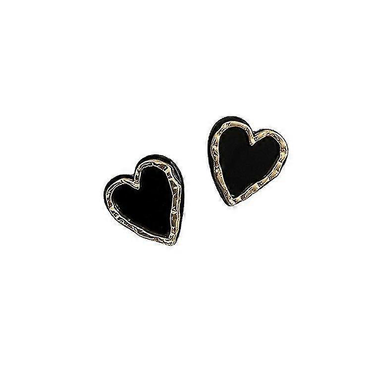 (resin 925 Silver Needle Love Stud Earrings