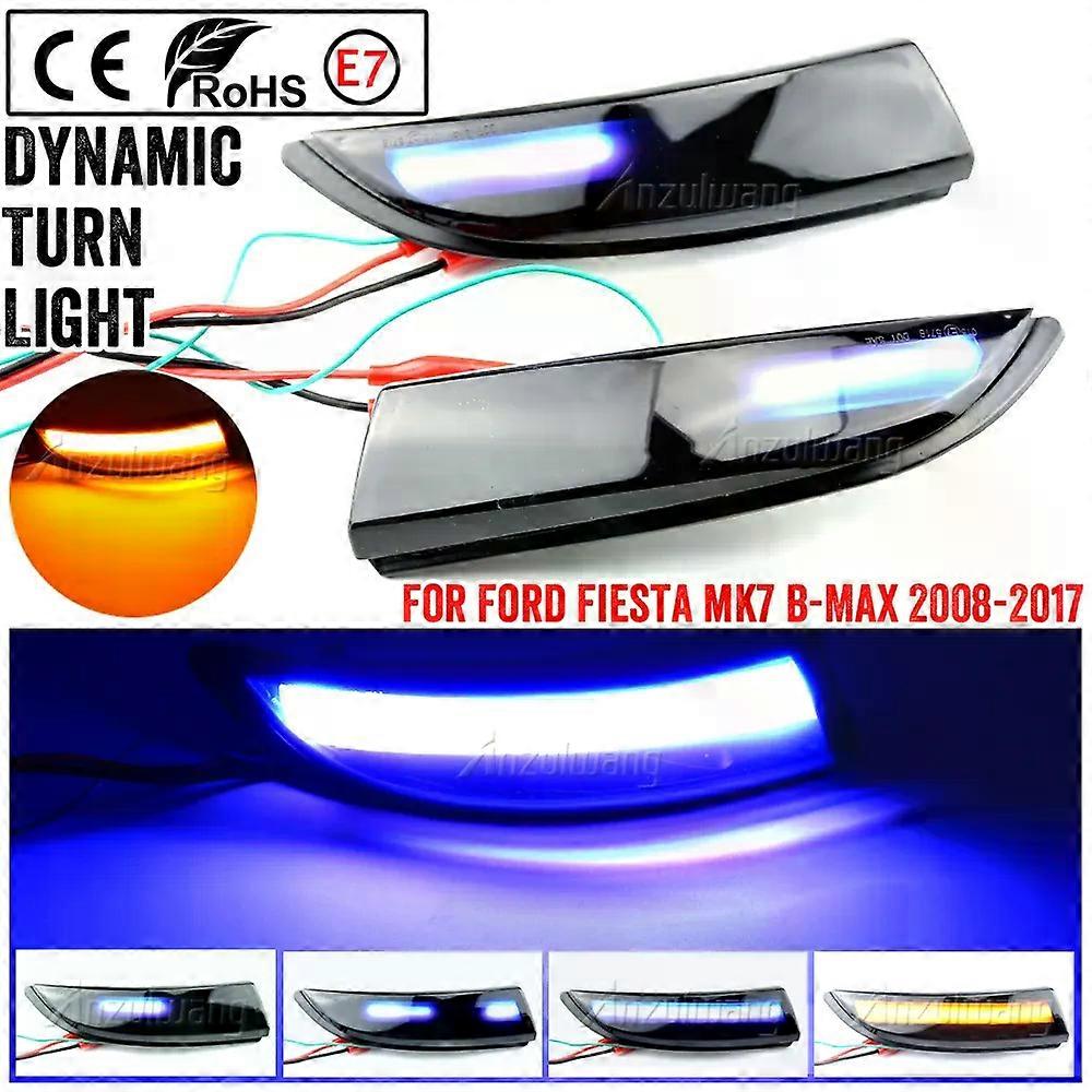 2pcs compatible for compatible for d Fiesta B-Max 2008-2017 LED Dynamic Turn Signal Light Flasher Flowing Water Blinker Flashing Light