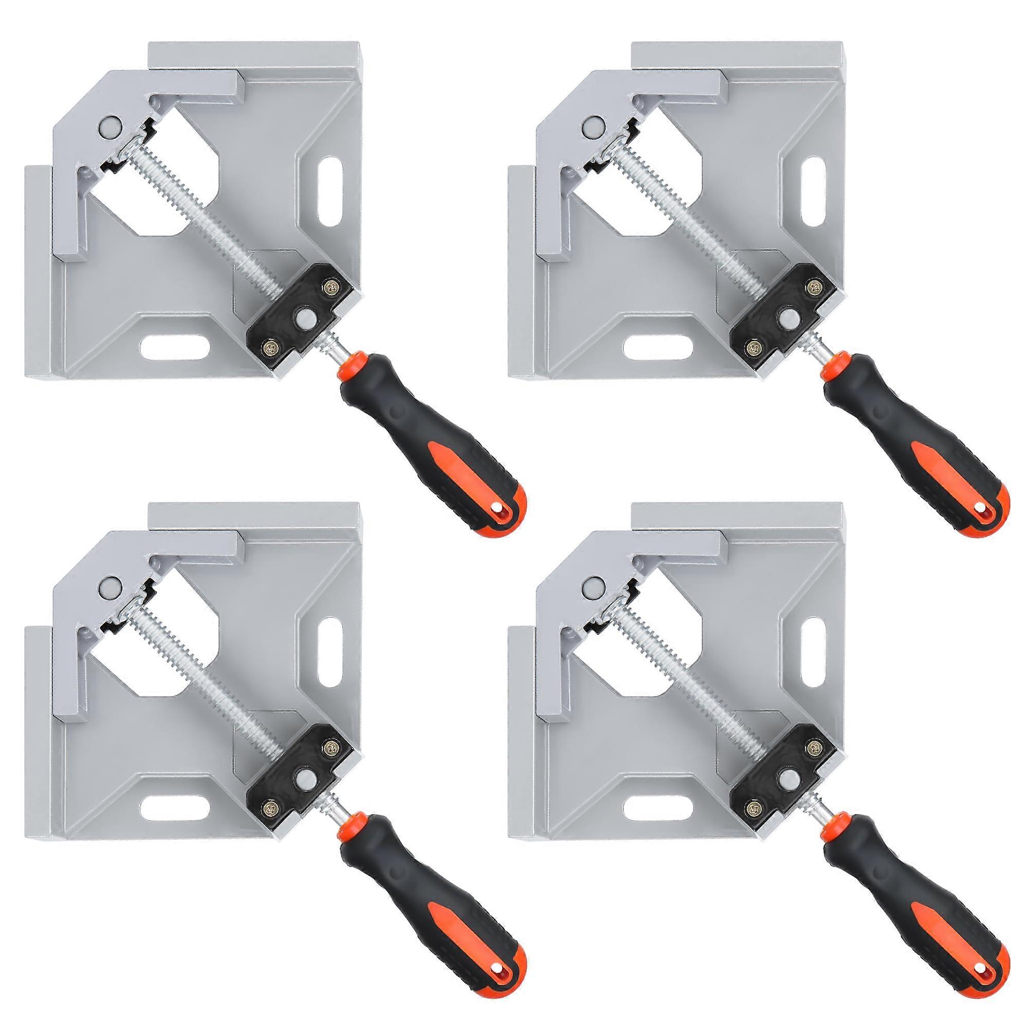 4 Pack Corner Clamp Right Angle Jig with Adjustable Aluminum Alloy Swing 90 Degree Jaw for Woodworking and Framing Projects