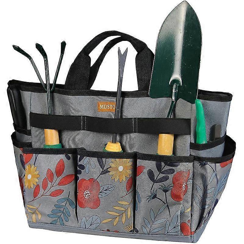 Lebanghui Garden Tool Bag, Oxford Garden Tool Storage Tote With Handle & 8 Roomy Pockets, Tools Not Included