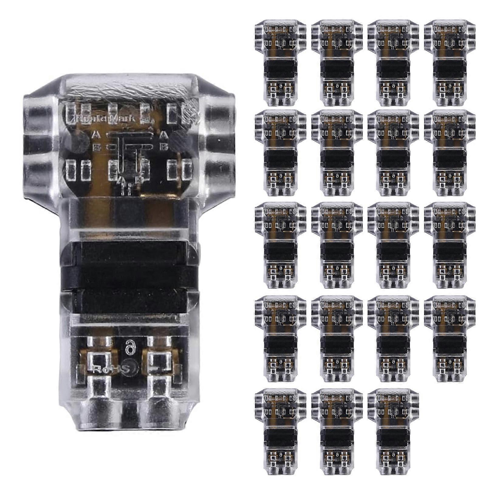 20Pcs T Tap Wire Connectors Low Voltages and High Voltages Wire Connector No Wire Stripping 3 Way 2 Pin Wire Connectors