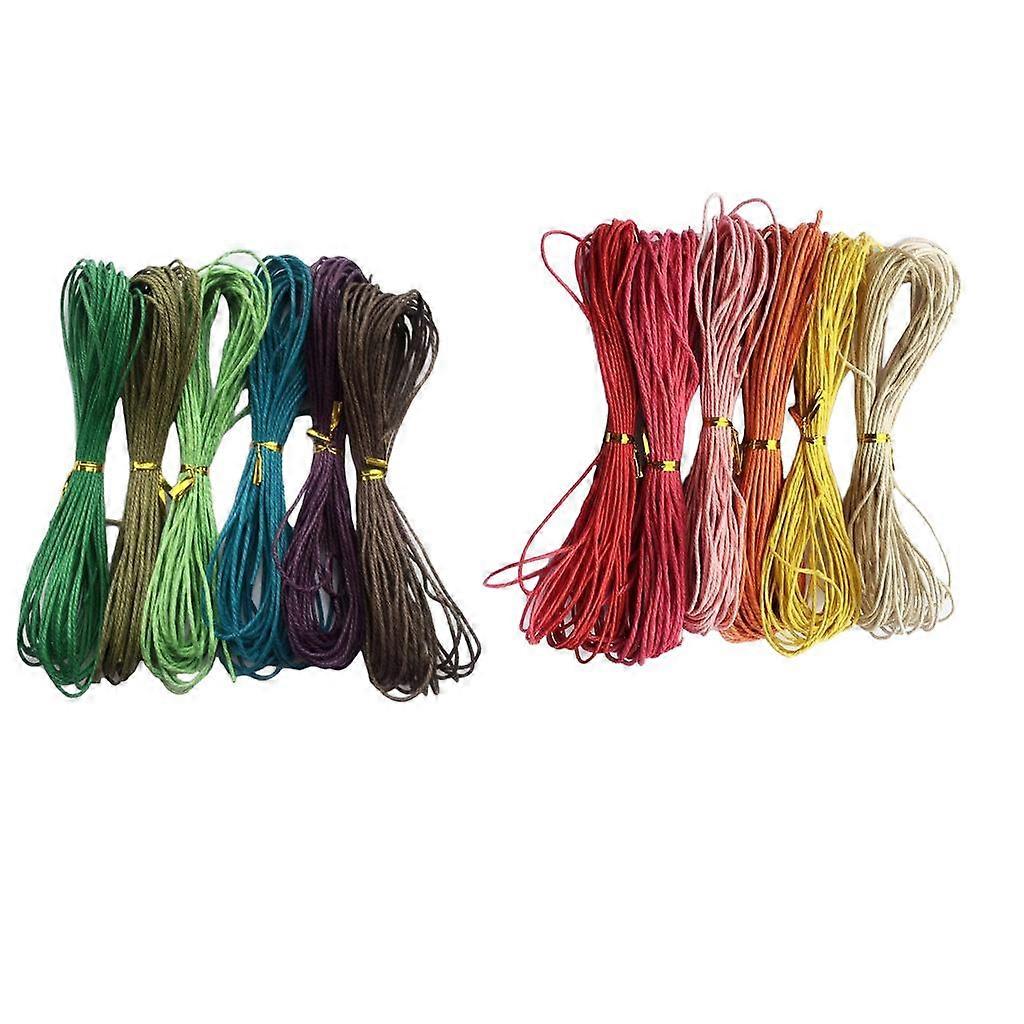 12 Rolls Mixed Colors Waxed Cotton Cord String Rope Jewelry Making 1.5mm