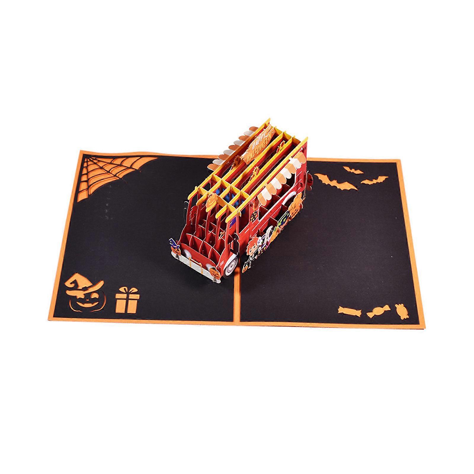 3D for Pop up Halloween kurpitsa-auton onnittelukortti yllätys salaperäinen syksyn lapsille lapset tytöt pojat festivaalilahja