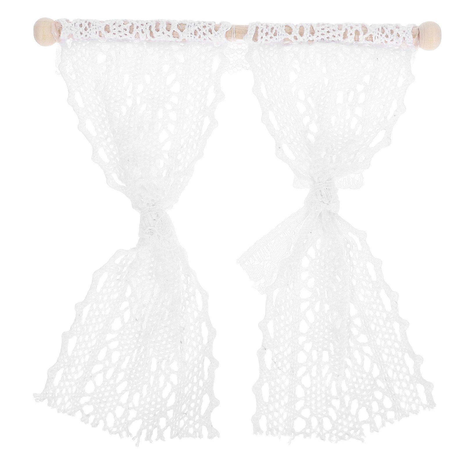 Miniature Lace Curtain Mini House Window Curtain Tiny House Decorative Accessory