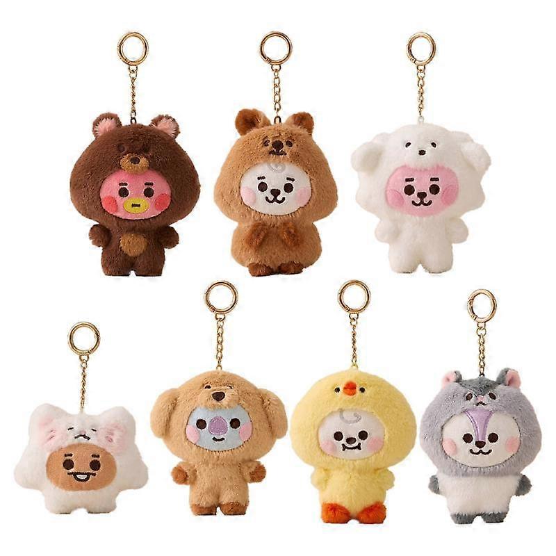 جديد BT21 أنيمي الطفل سلسلة أفخم دمية Rj كوكي أفخم سلسلة المفاتيح لطيف الكرتون شوكي كويا حقيبة قلادة هدية الديكور
