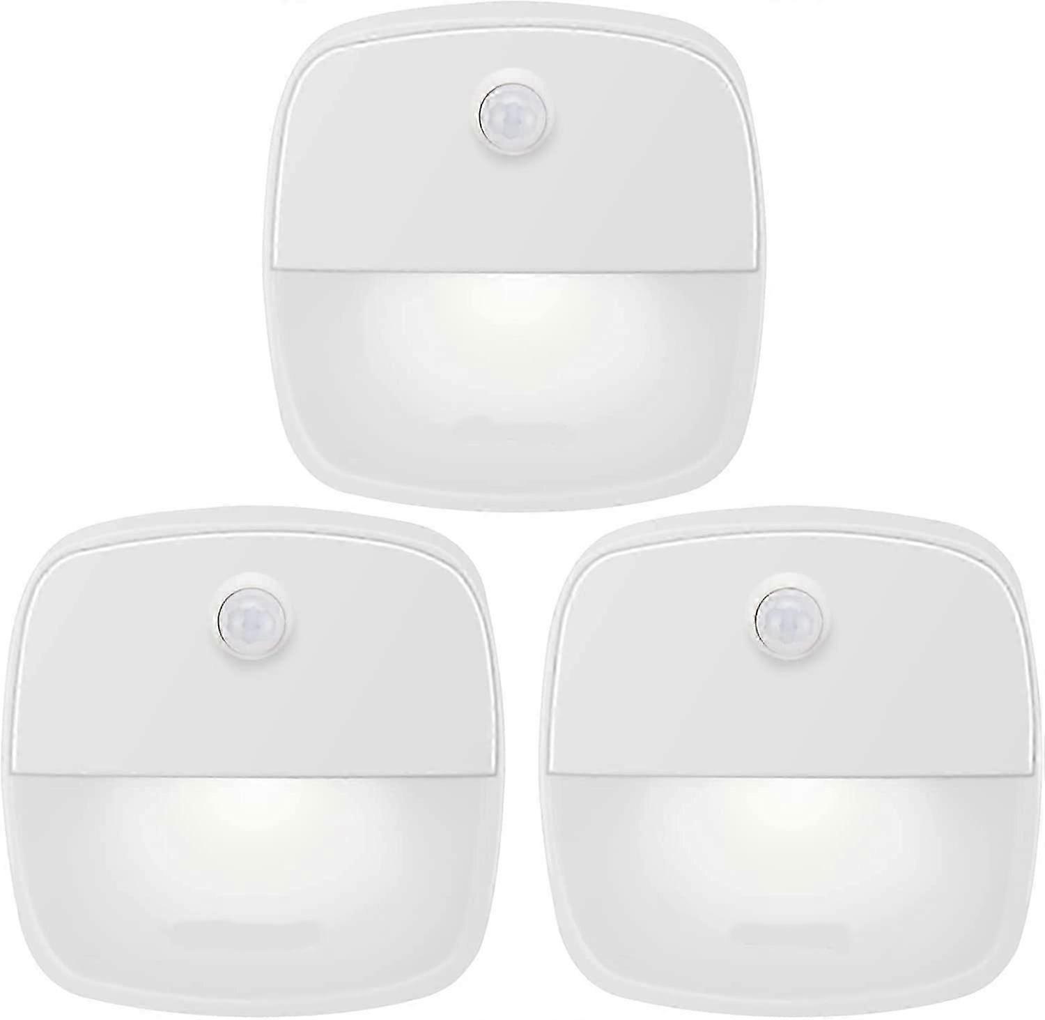 Indoor Motion Sensor Light, Battery Powered Motion Sensor Lamp, Automatic LED Night Light for Bedroom, Kitchen, Hallway, Stairs, Safe (White, Pack of