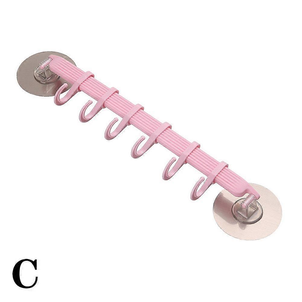 Bathroom & Kitchen Storage Hooks 6-row Hook Seamless Hanging Rack Clothes Hook