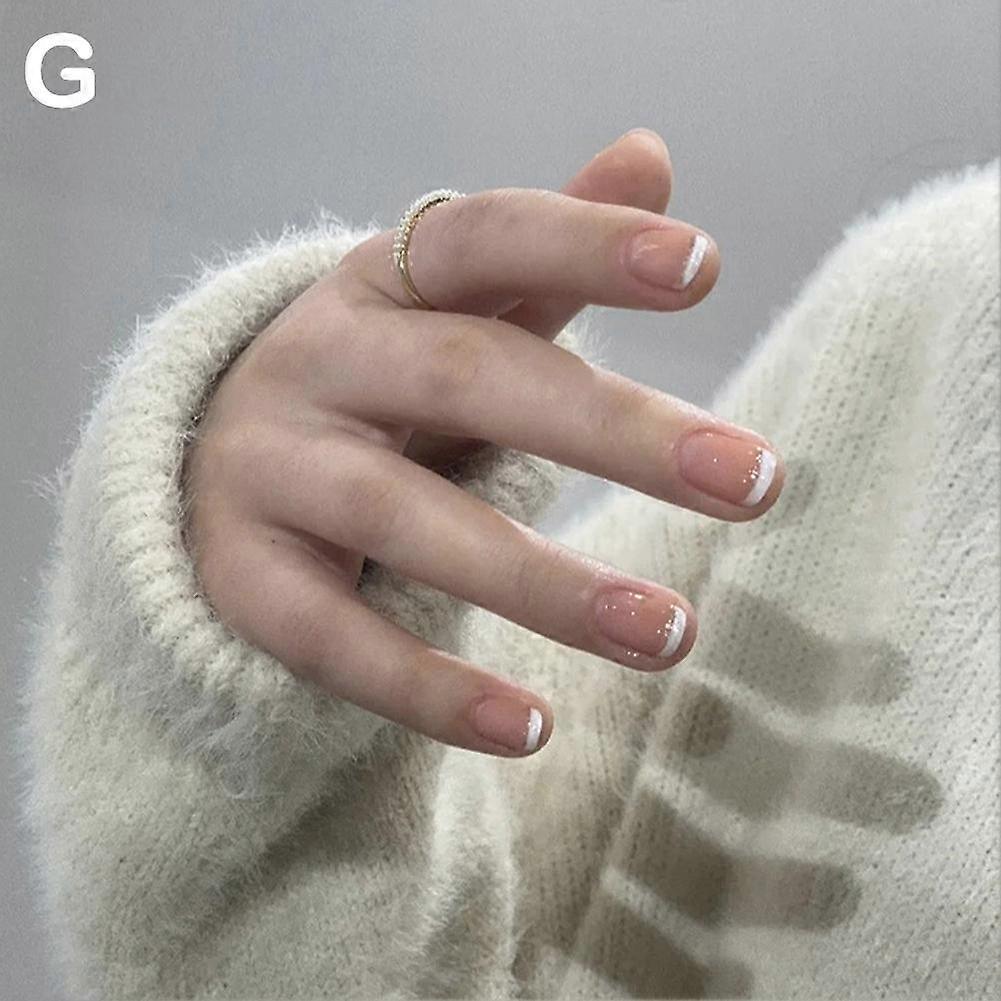 R175 Nude French (G) $ False nail stickers jelly glue finished wear nails nail stickers nail stickers ins irregular wearable false nails