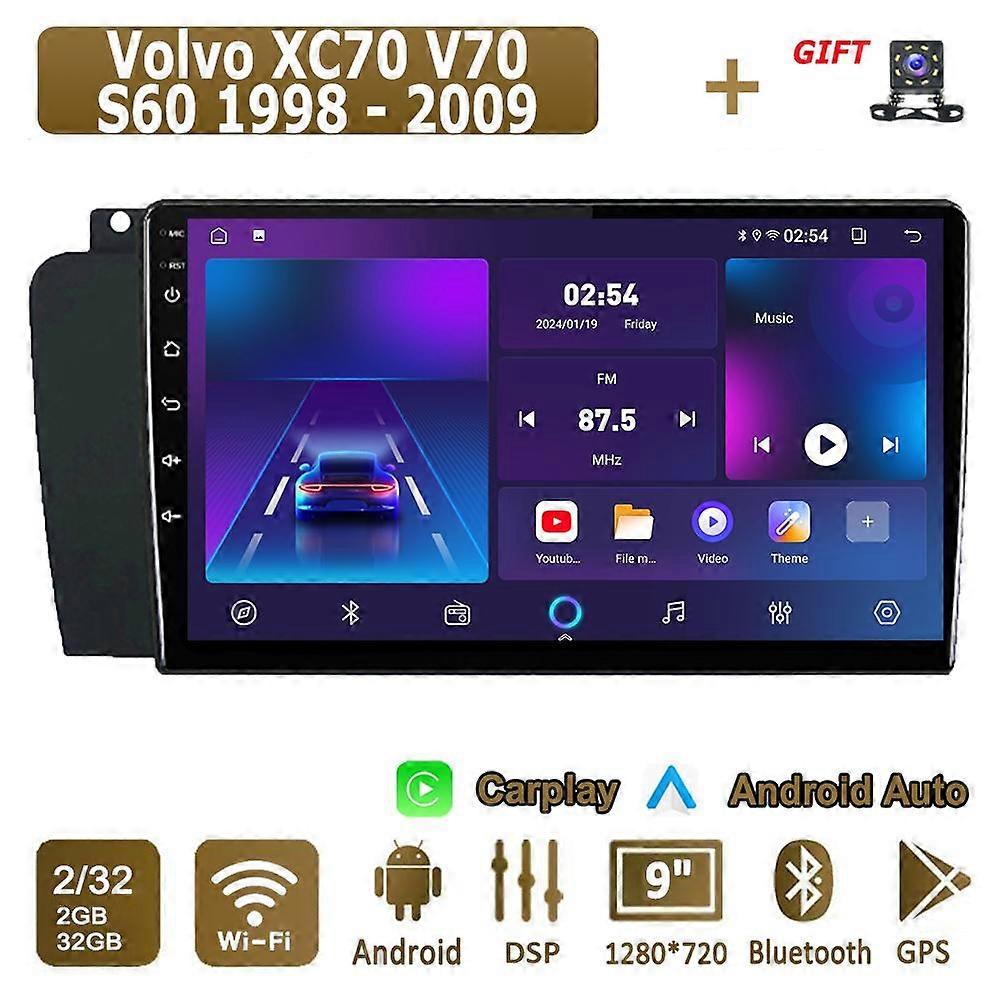 Android Carplay Radio auto pentru Volvo XC70 V70 S60 1998 - 2009 Multimedia Player Unitate principală Stereo GPS Navigație BT WIFI 2 + 32GB