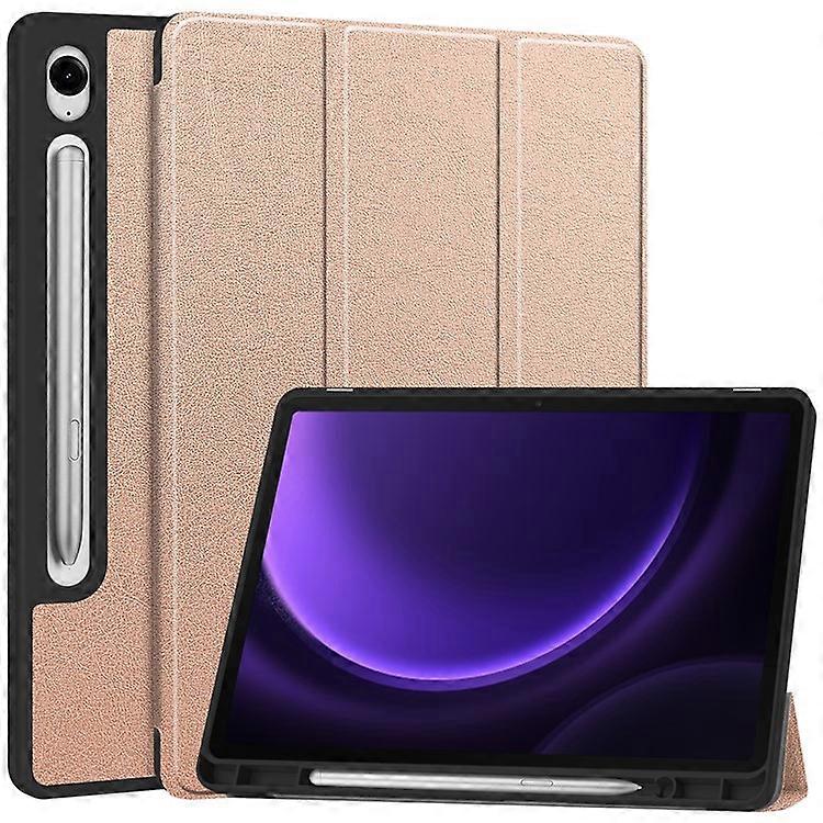 Compatible For Samsung Galaxy Tab S9 FE / Tab S9 Smart Case PU Leather+TPU Trifold Stand Tablet Cover with Pencil Holder