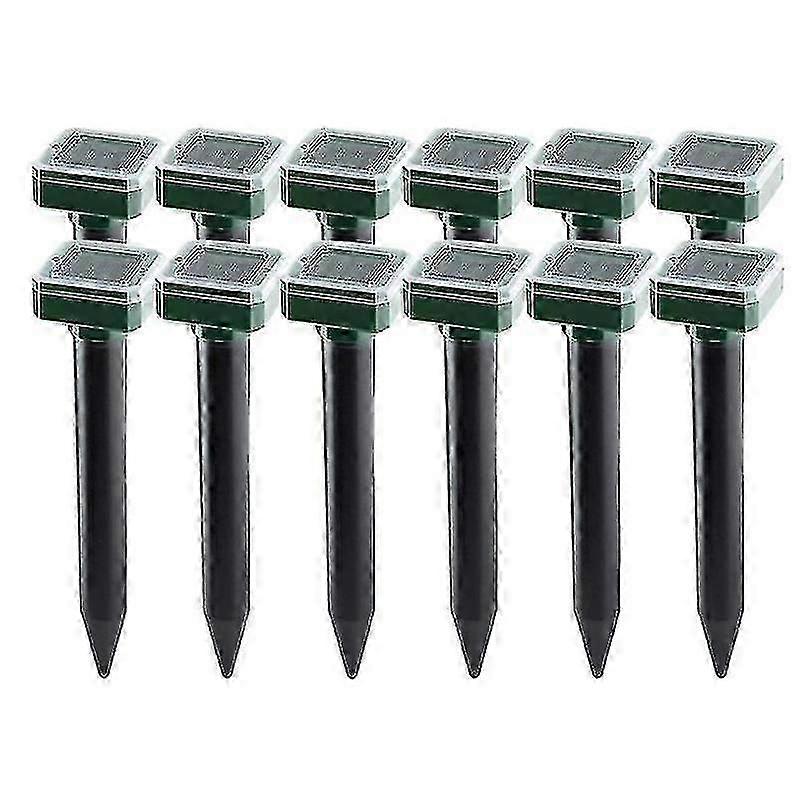 12 förpackningar Solar Ultraljud Orm Repeller Utomhus Mole Vibration Repeller 12PCS Square
