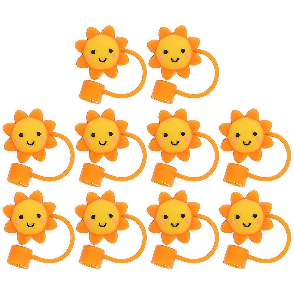 10pcs Creative Sun Shaped Silicone Straw Caps Dust Protection Covers for Reusable Straws, Lightweight, Easy to Carry, Unique Decoration for