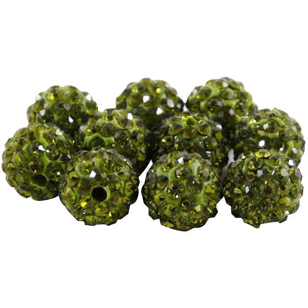 Round Rhinestone Beads Necklace Making Soft Ceramics Artists 8Mm Green 20Pack