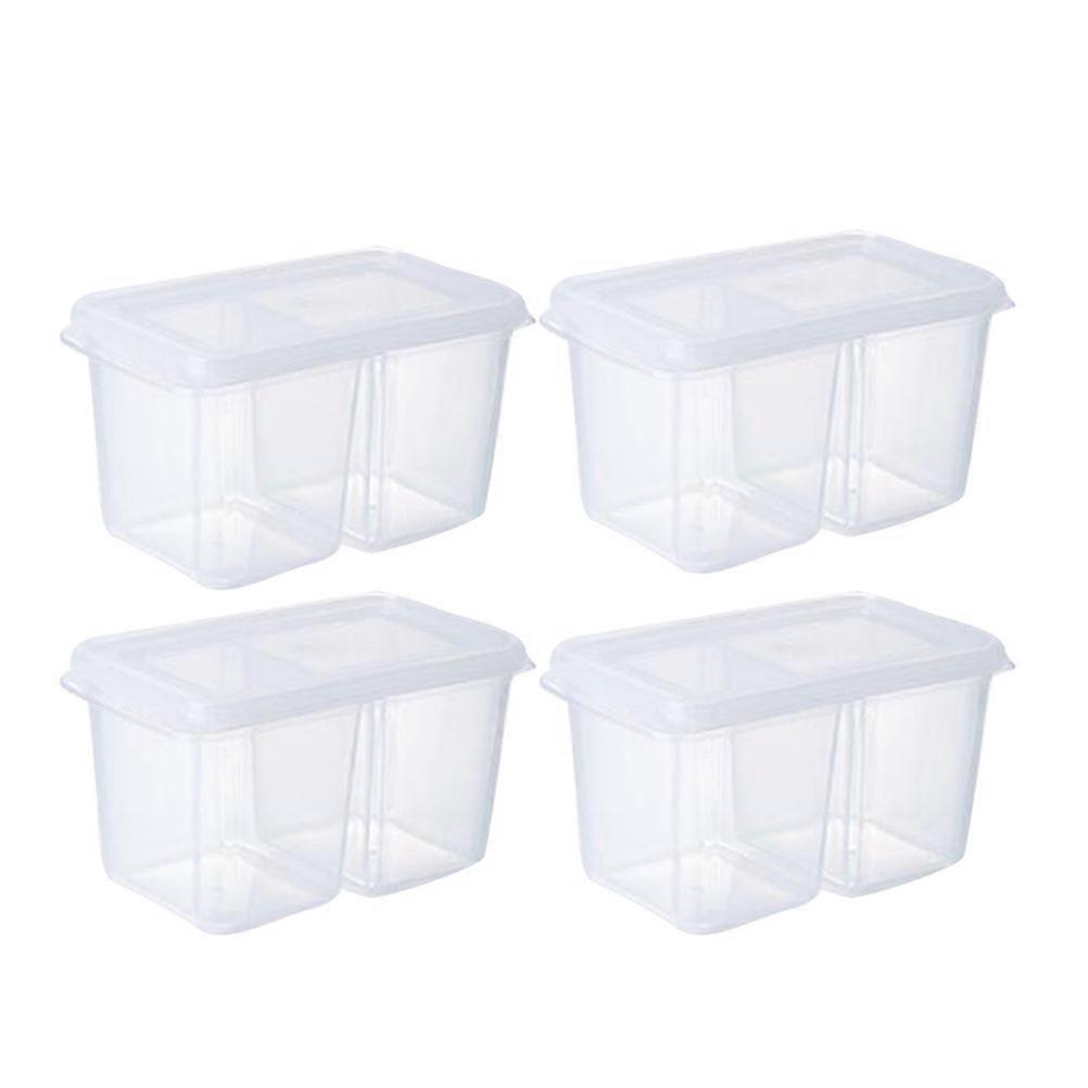 Portable Fresh Keeping Box Double Grids Design Microwave Safe Transparent 7*9.8CM 4Pcs
