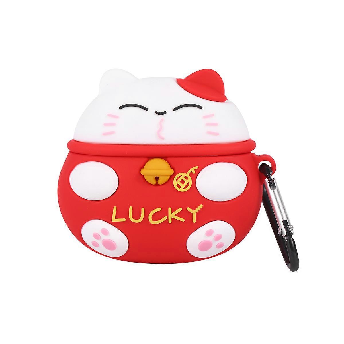 Red Silicone Earphone Protector Cat Shape Scratch-resistant Compatible for Airpods 1Set