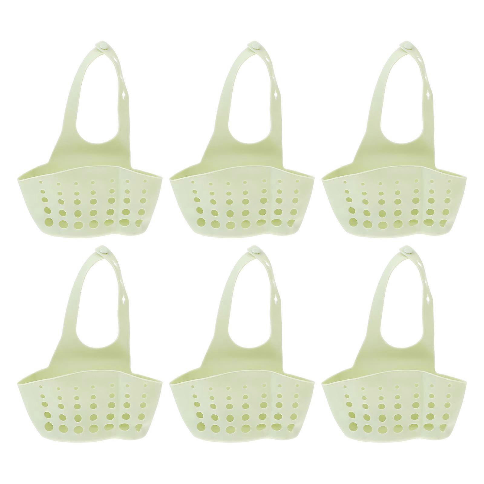 Dishwashing Sponge Storage Rack PVC Draining Basket Kitchen Use Hollow-Carved Design 18X14X0.1CM 6Pcs