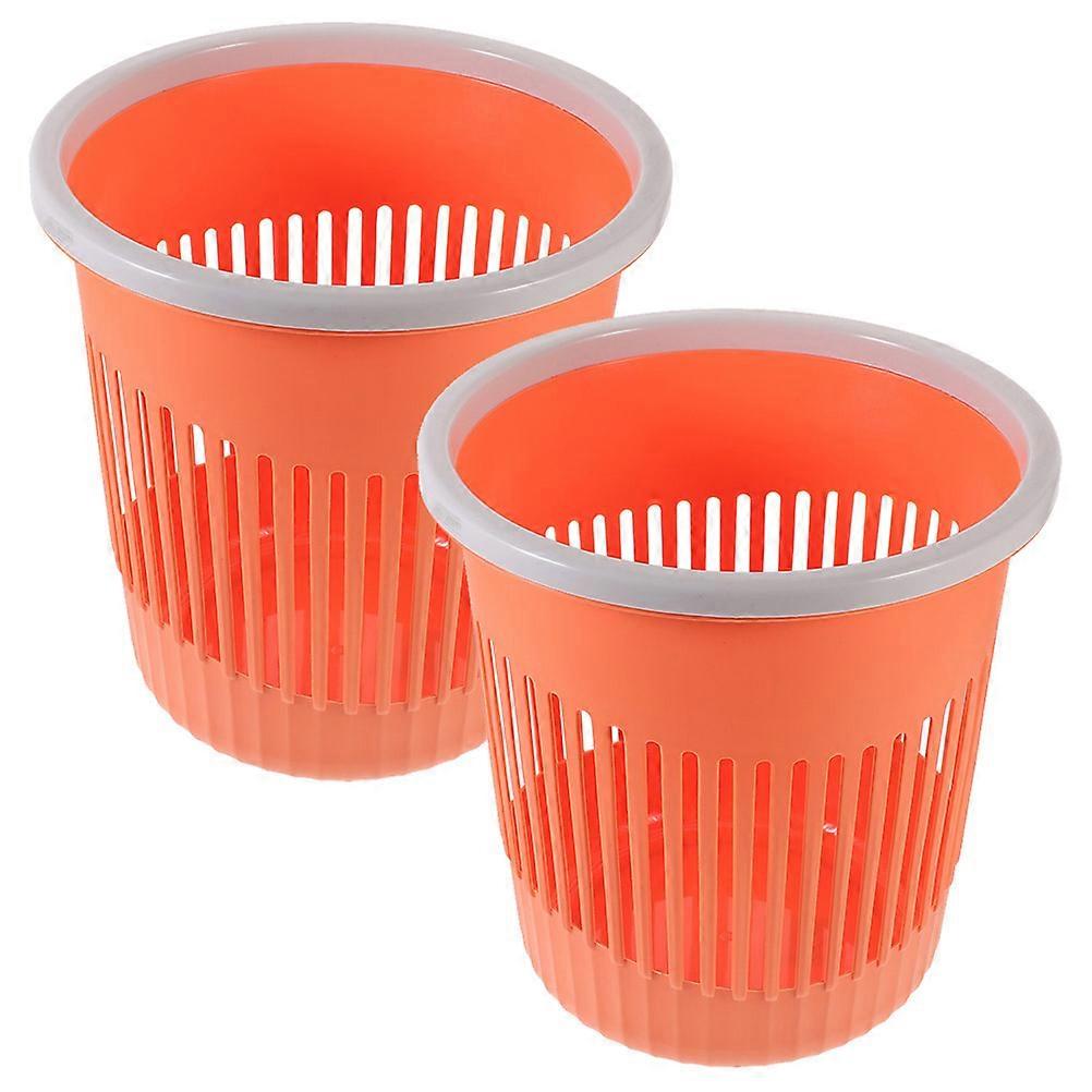 Waste Bin Trash Can Simple Design PP Material for Bathroom Office Use Orange 26.00X24.50X17.50CM 2Pcs