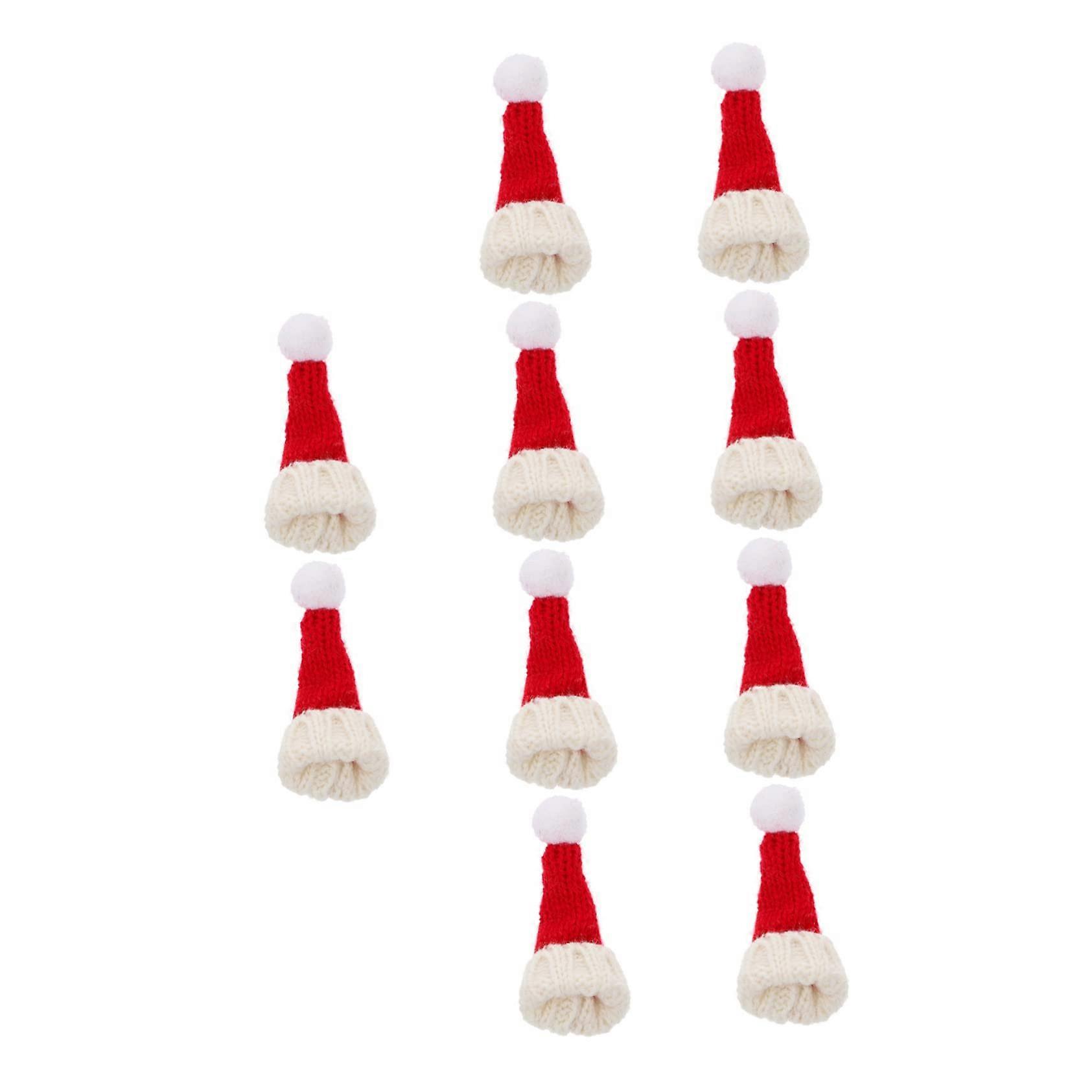 10 Mini Christmas Hats for DIY Snowman Decorations - Small Craft Hats for Dolls and Holiday Projects, Red and White