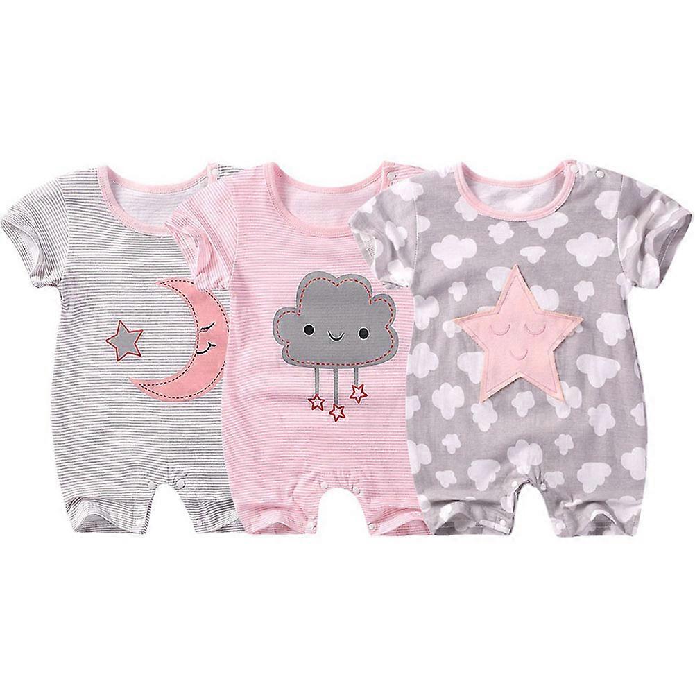 Unisex Newborn Clothes Jumpsuits Cool in Summer Home Casual Play Multi 73cm 1Pcs
