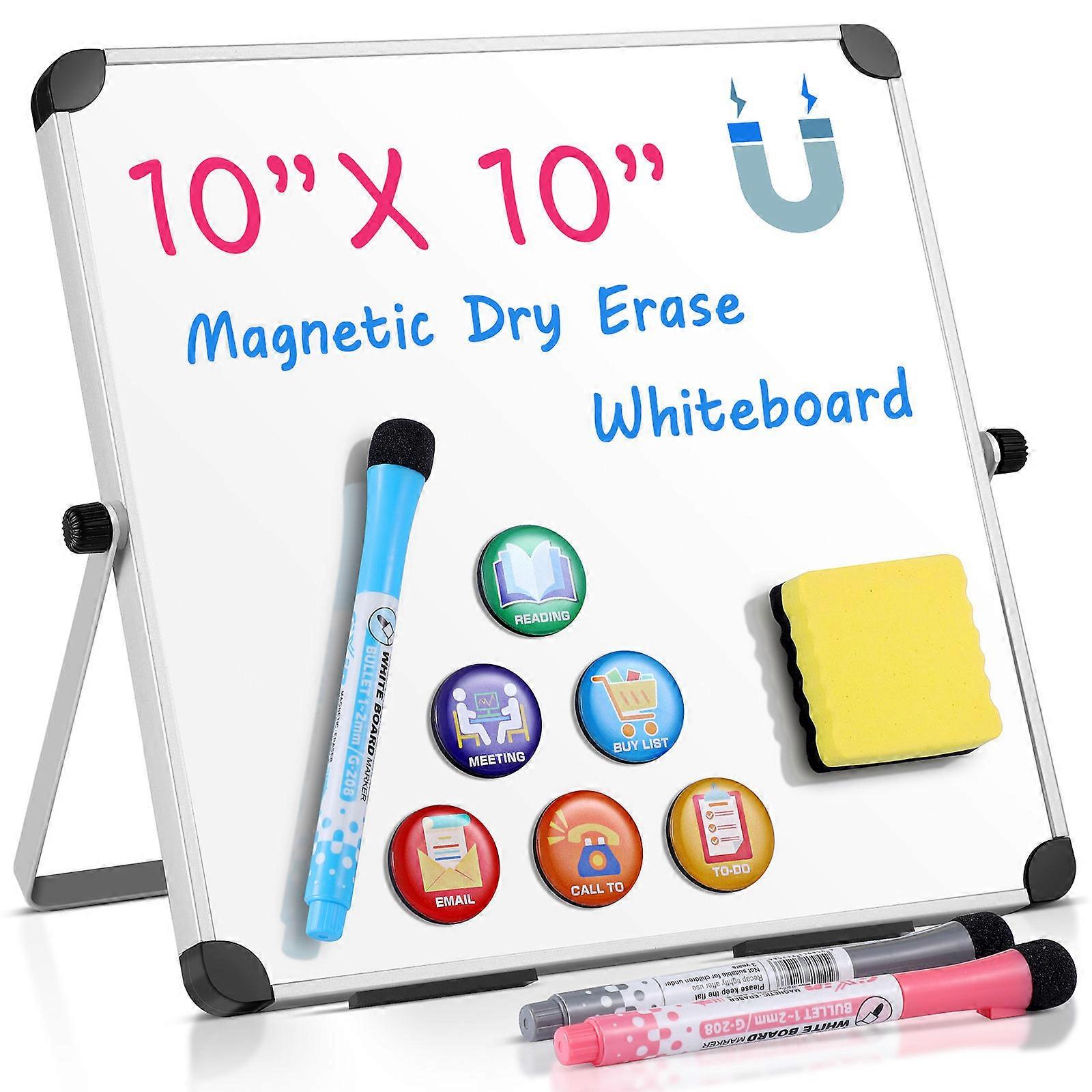 Standing Dry Erase Board Double Sided Writing Board for School Students Rectangular Shape 10x10 Inches 1 Set