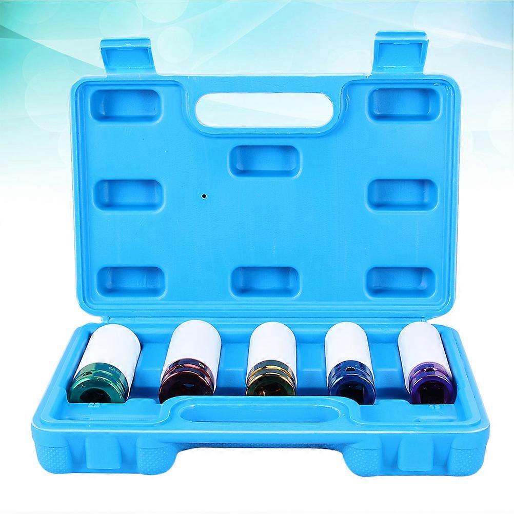 Alloy Wheel Nut Socket Impact Wheel Socket Set Damage Protection Blue Box 5Pcs