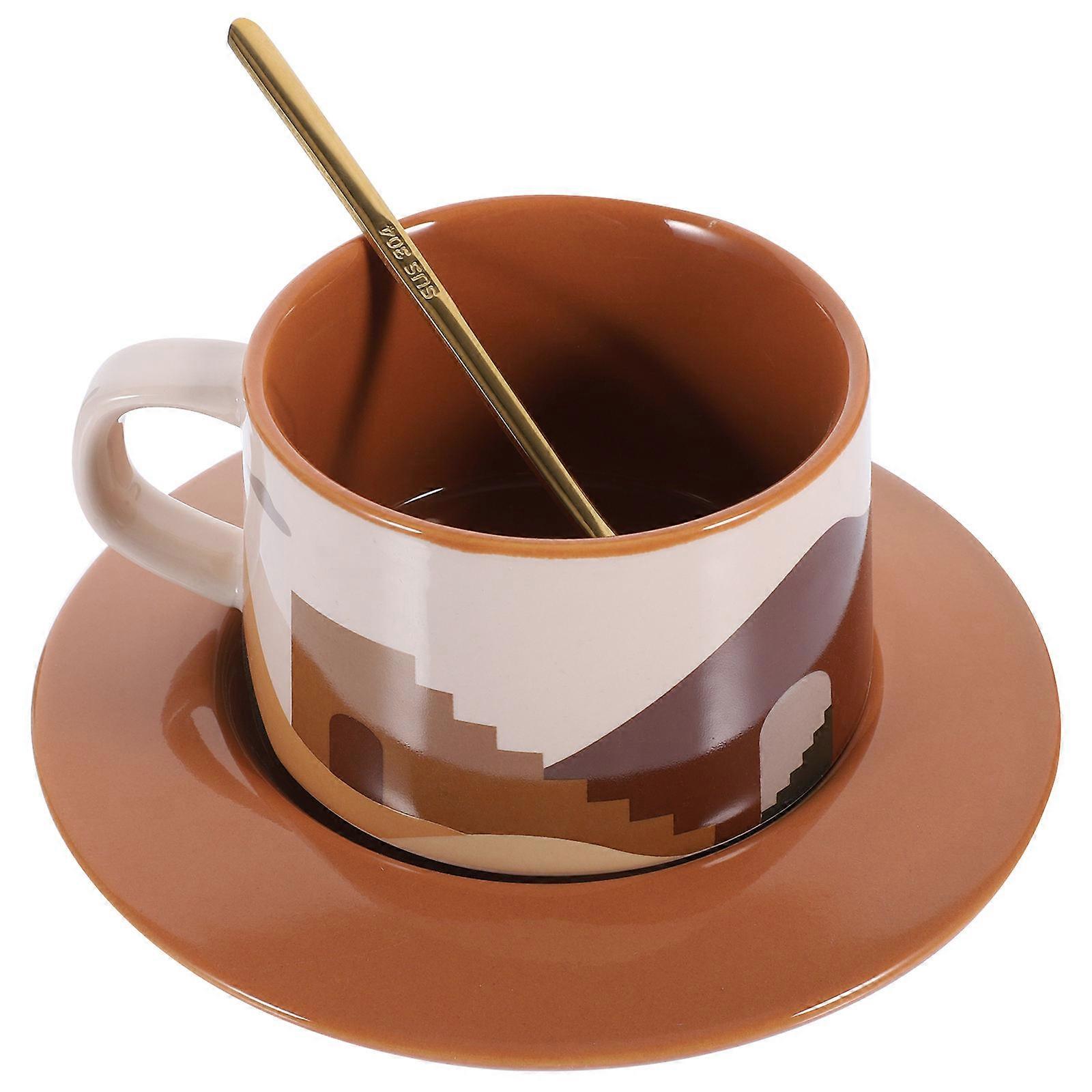 European Style Coffee Cup with Saucer and Spoon Ceramic Material for Dessert Set