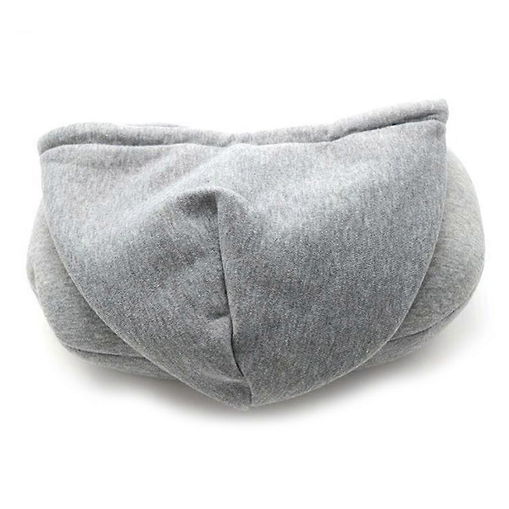 Hoodie Neck Pillow Travel Bus Train Driving Camping Comfortable Memory Foam Grey 30x28x9cm 1Set