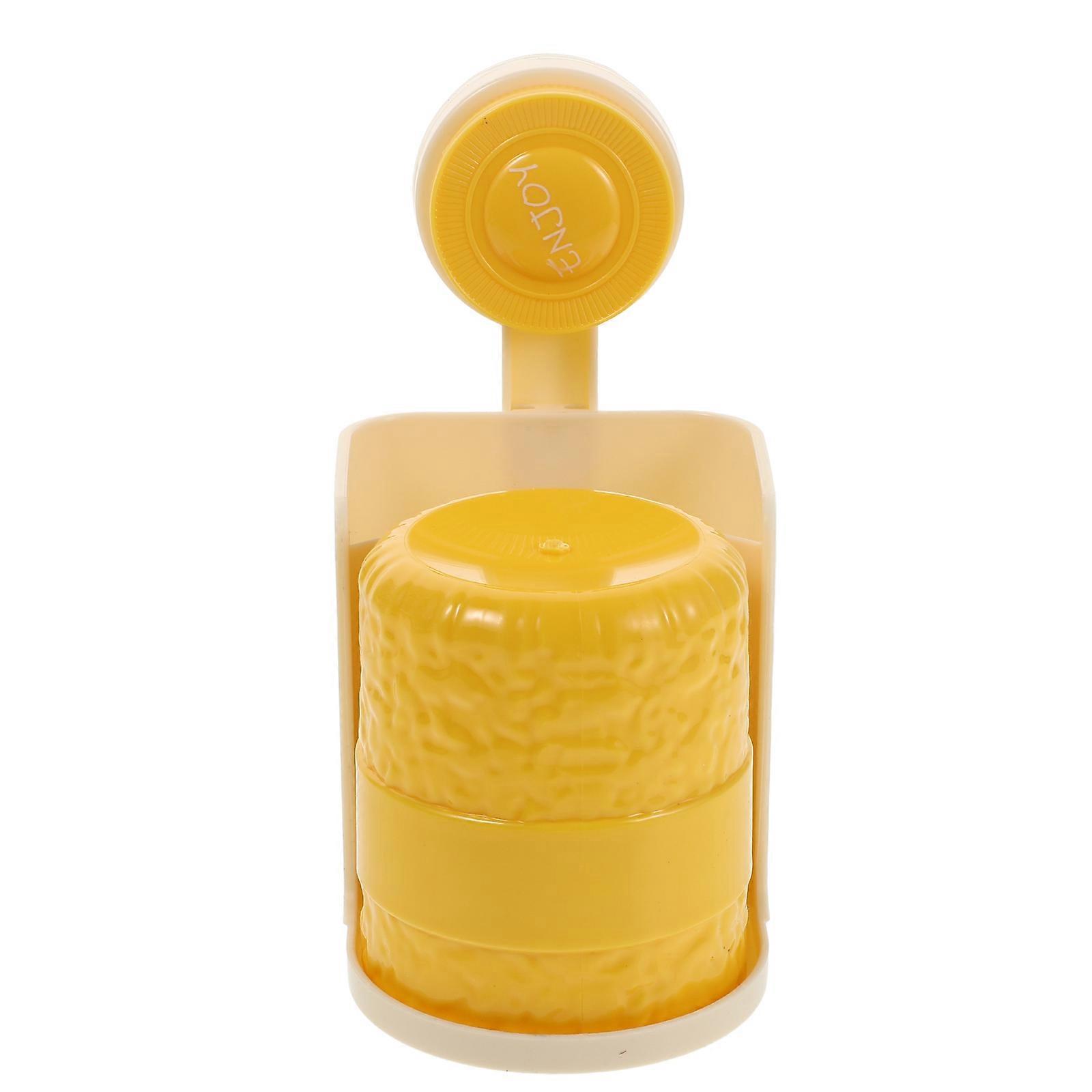 Yellow Toothbrush Holder Plastic for Bathroom Wall Mounted Organizer