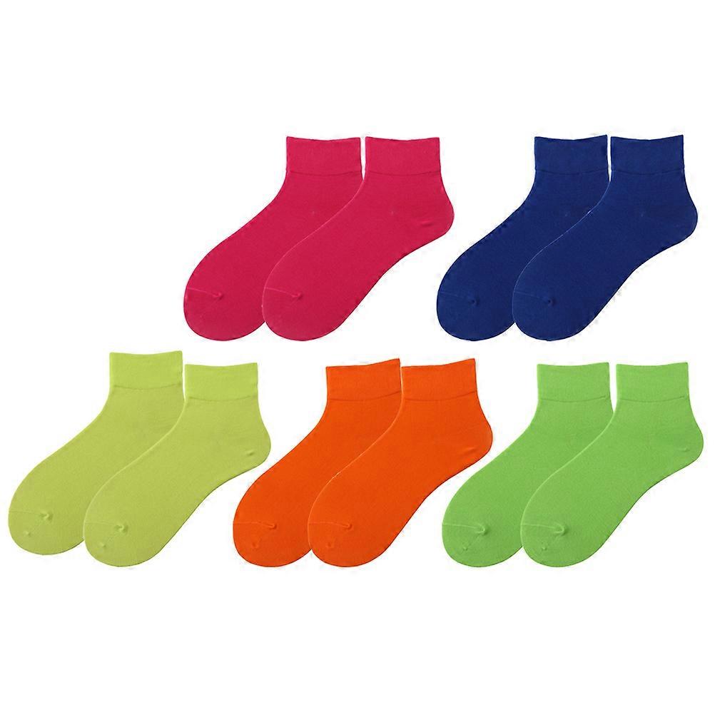 جوارب الكاحل النساء جوارب ملونة نقية جوارب قطنية للارتداء اليومي صفعة قصيرة 5 أزواج