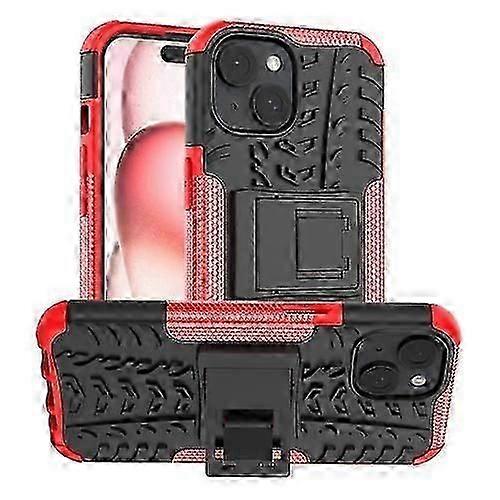 لحافظة الهاتف المحمول على iPhone 15 Tire Texture TPU + PC مع حامل