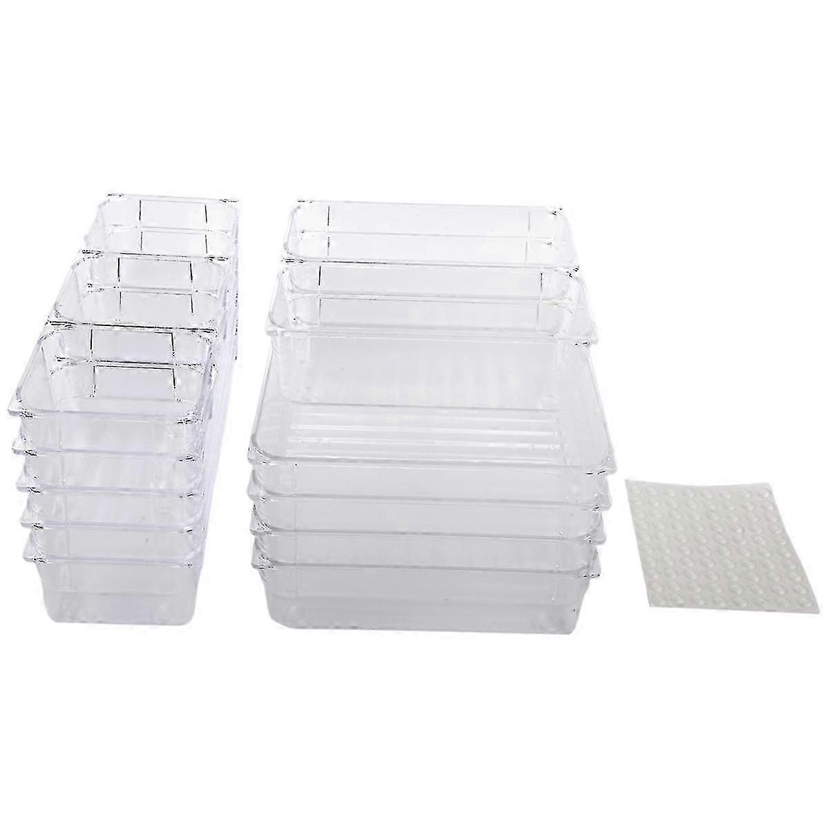 18PCS Drawer Organizer System, Non-Slip Transparent Storage Box