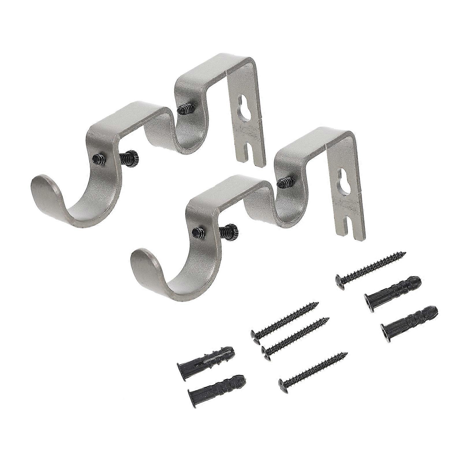 Thickened Curtain Rod Holder Wall Mount Iron Rectangular Simple Style Home Use 12.00X5.50X1.50CM 2Sets