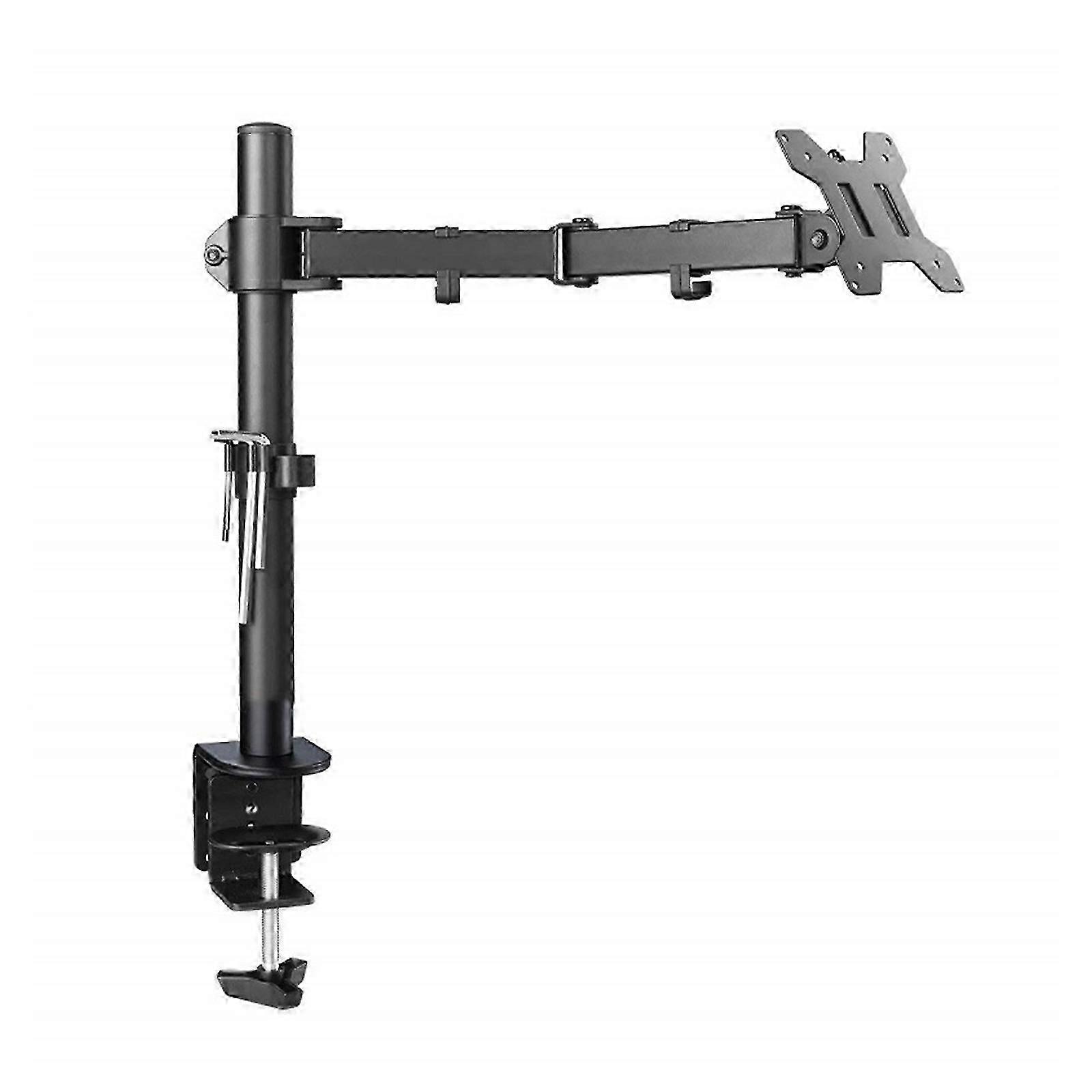 Single Monitoring Arm Mount Desk Stand Holds For 10inch-27inch Lcd Screen Up To 22lbs With Adjustable Viewing Angle