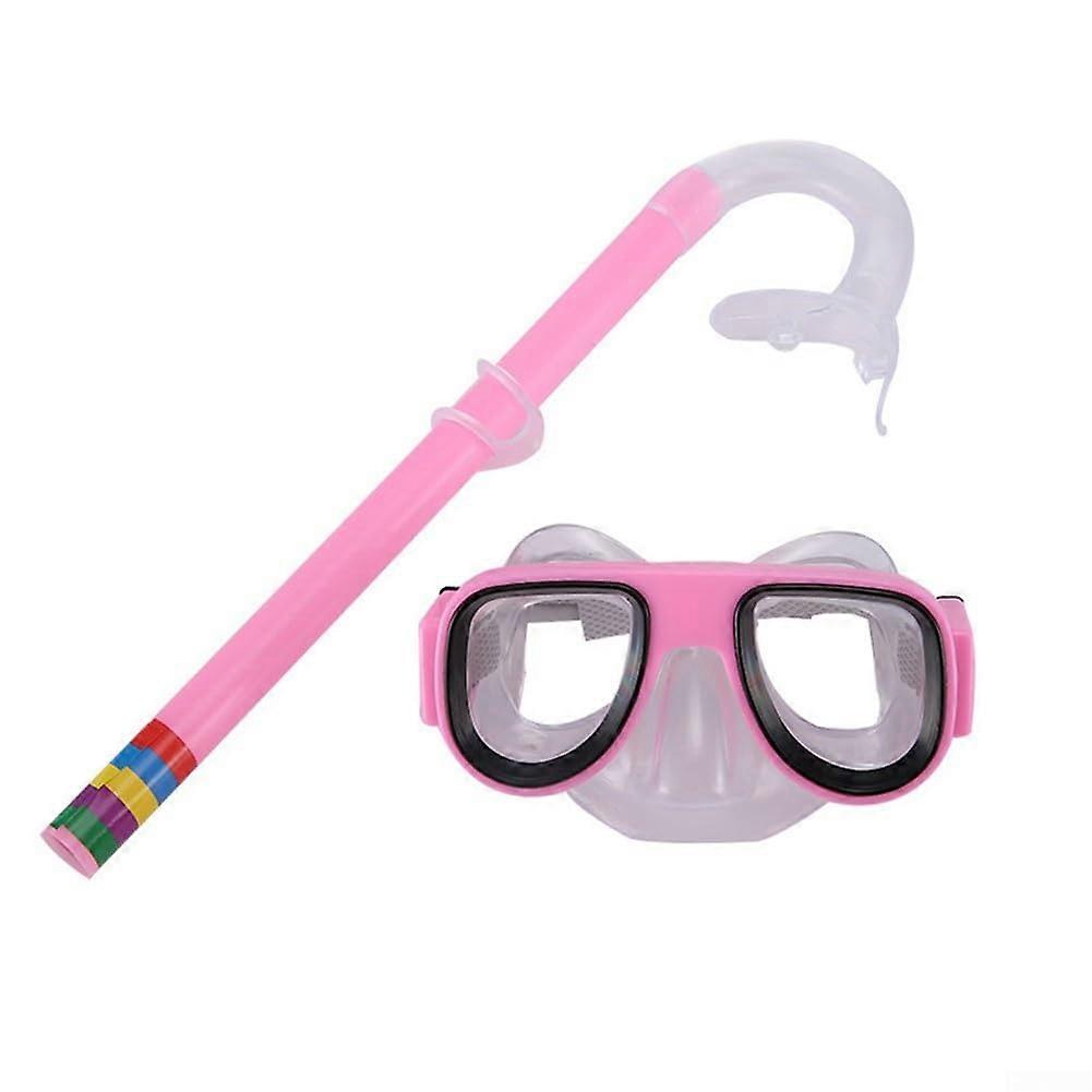 Snorkel Set for Kids, Lightweight Anti-Fog Snorkeling Gear, Dry Snorkel Tube, Comfortable Rose Color