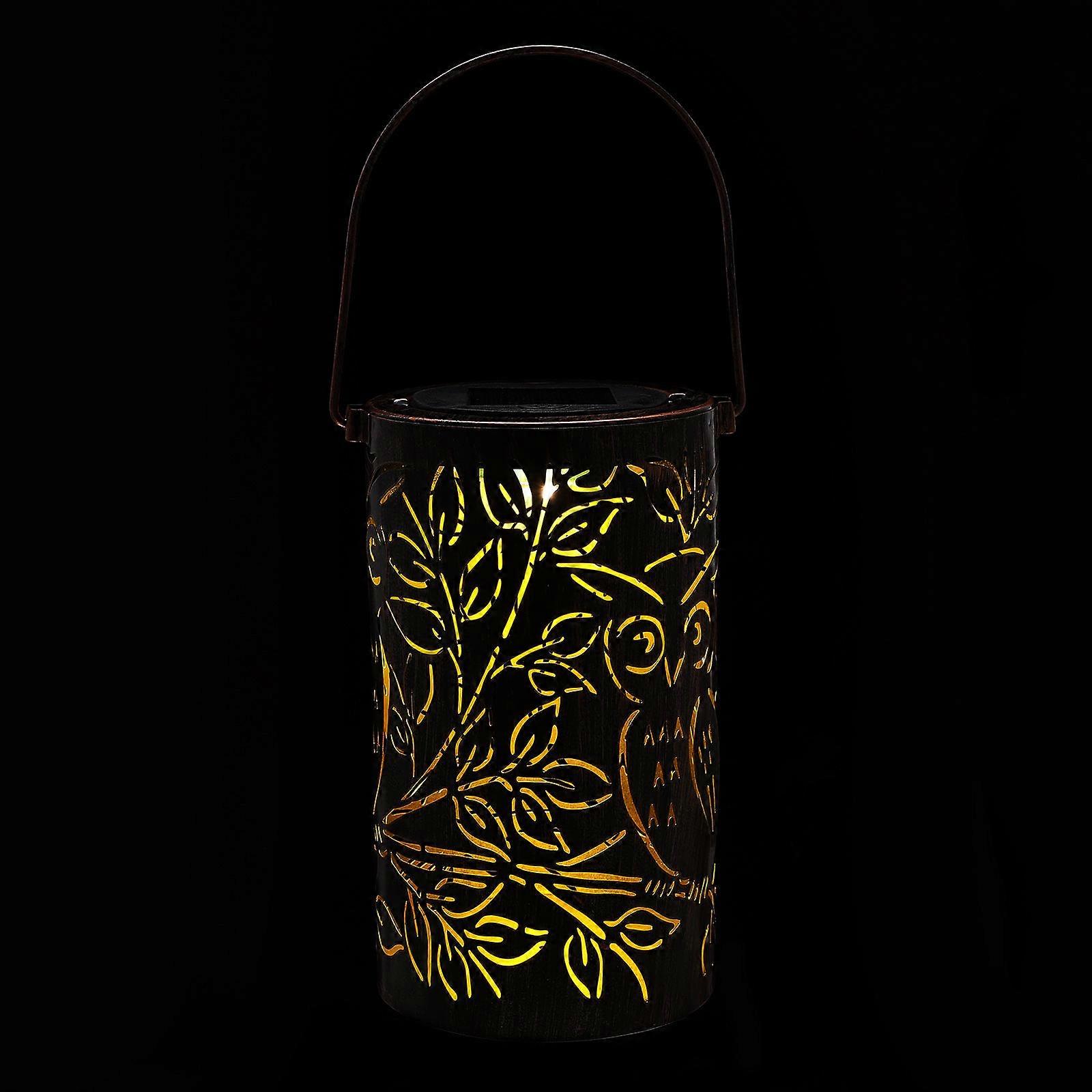 Outdoor Solar Lantern Owl Shape Iron for Garden 1Set