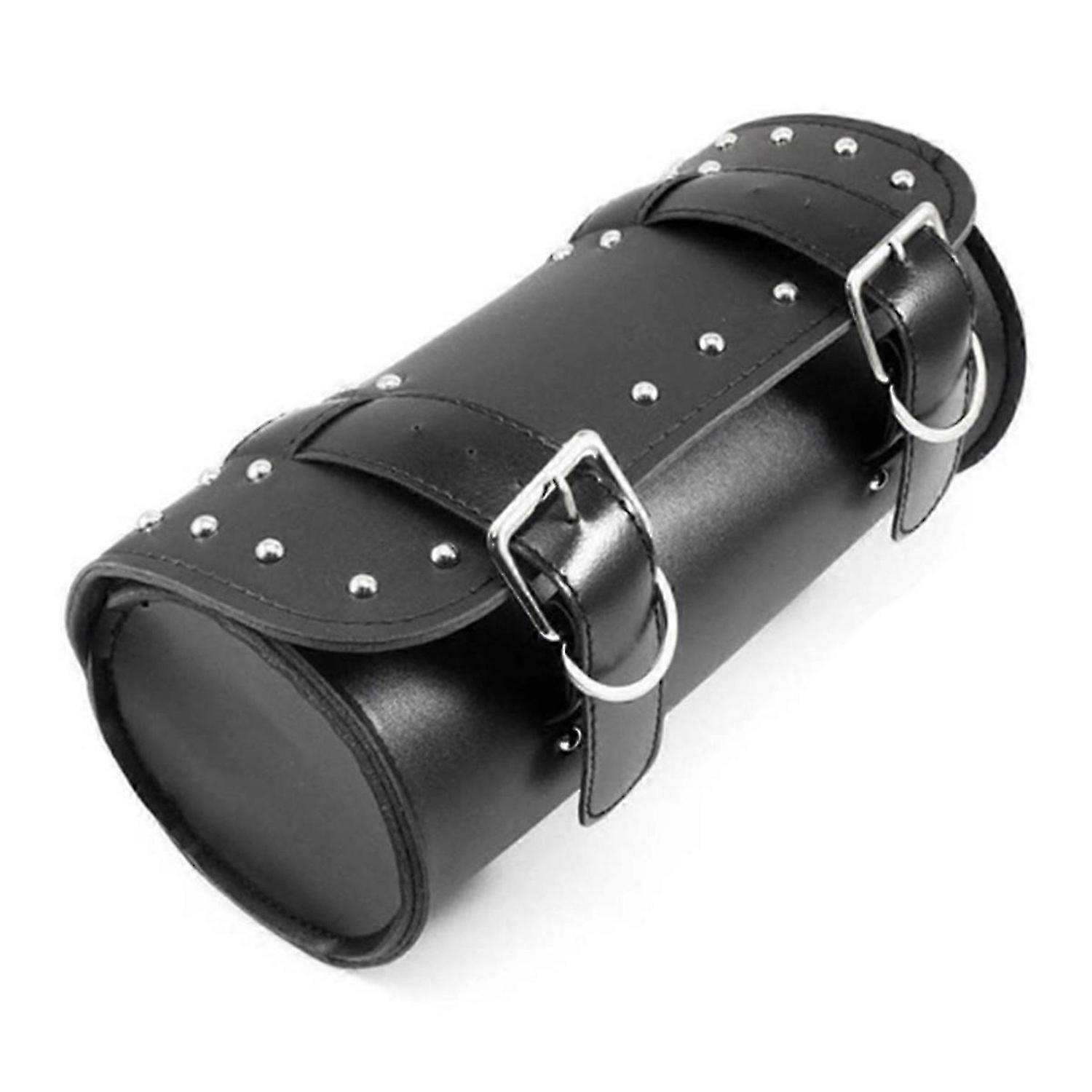 Universal Motorcycle PU Leather Tool Bag Front Fork Handlebar Saddlebag Roll Barrel Racing Tail Barr