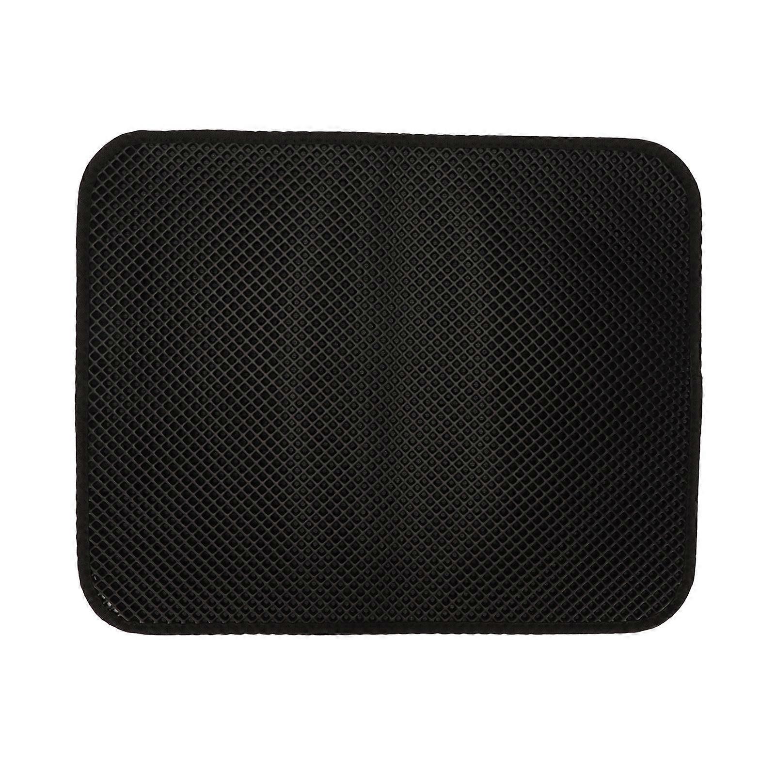 Cat Litter Pad Prevent Slip Waterproof Bottom Double Layer EVA Litter Trapping Mat for Kitten 50x40cm Black