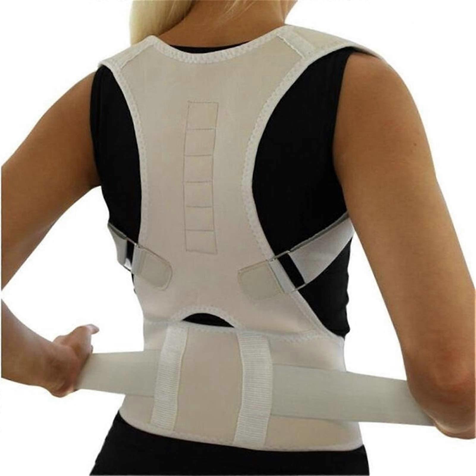 Posture Corrector Shoulder Brace, Unisex Orthopedic Back Pain Relief, Adjustable Neoprene, Size M, White