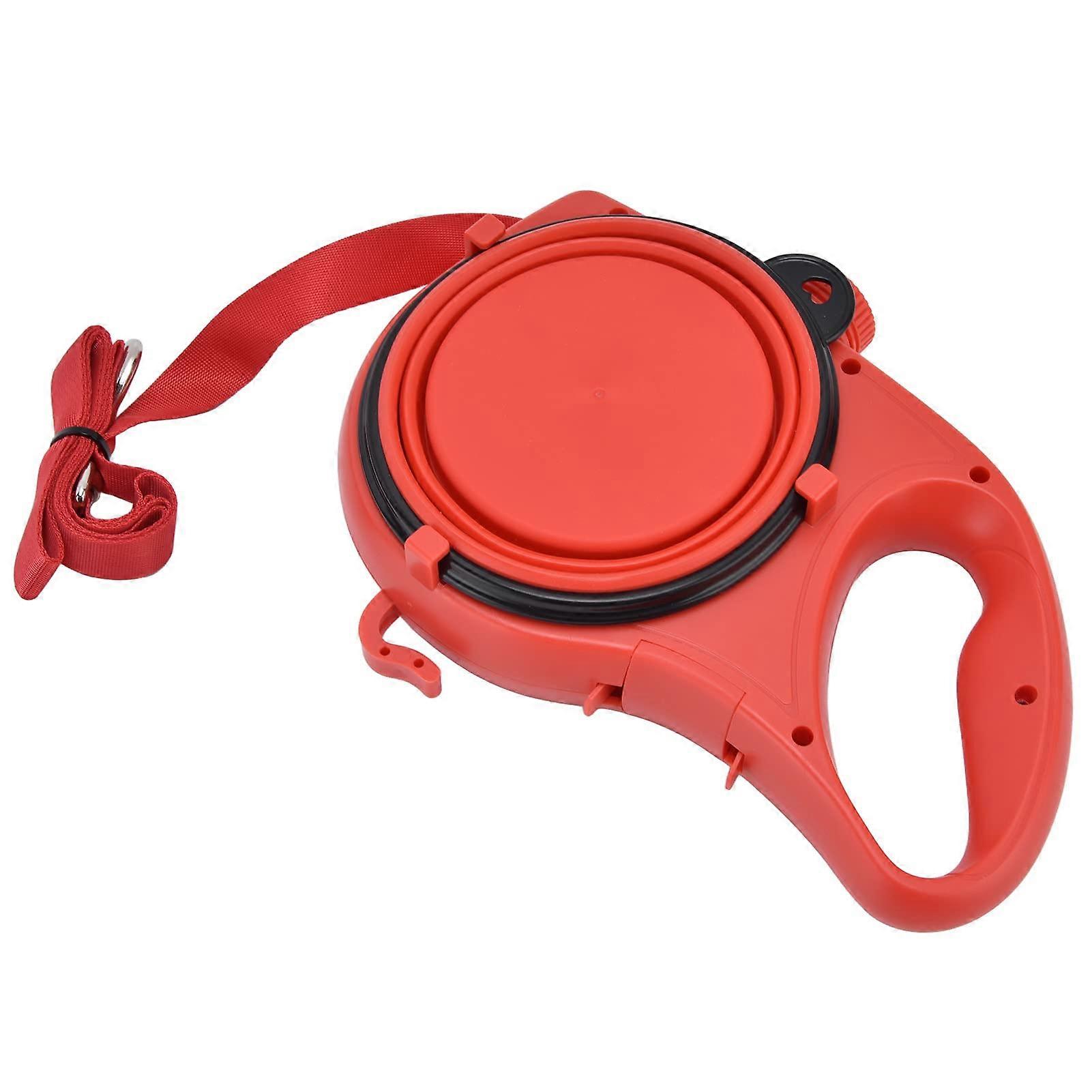 Multifunctional dog leash for small dogs, hollow handle for storage, multicolor options, lightweight and portable, includes foldable bowl (Red)