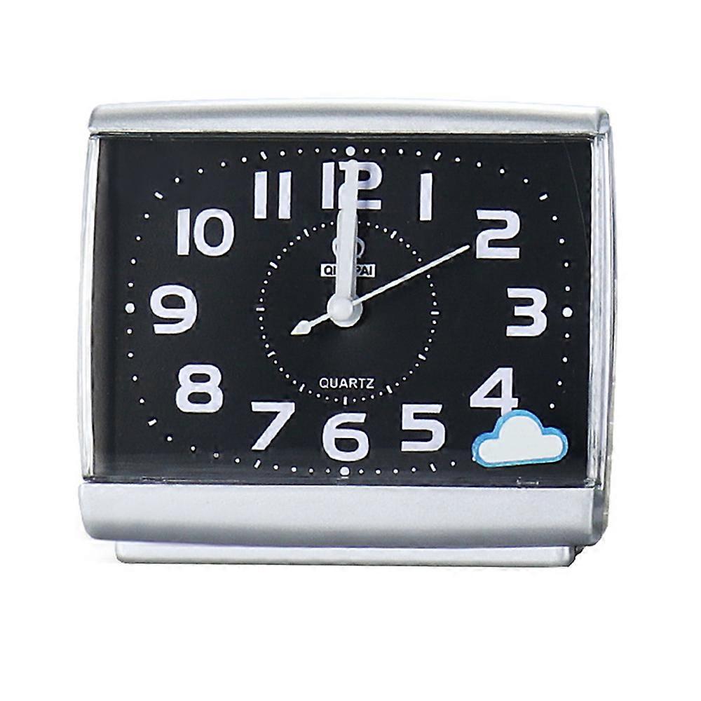 Fashion Square Alarm Clock Simple Wake-Up Alarm Clock Silent Scanning Small Clock In Bedroom-Black