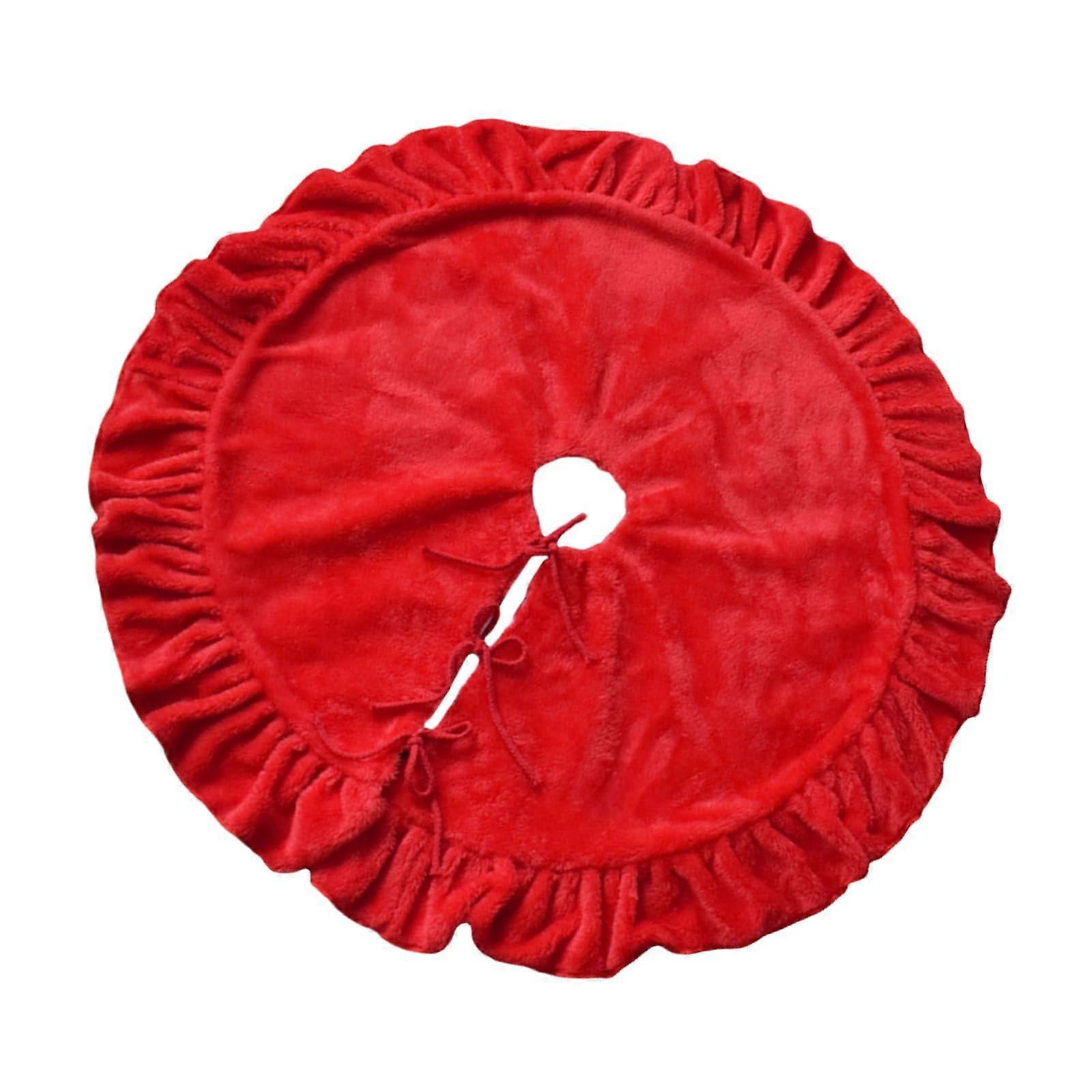 Sophisticated tree skirt decoration, sturdy and, lace edges, Christmas tree skirt for seasonal adornment red, diameter: 82 cm