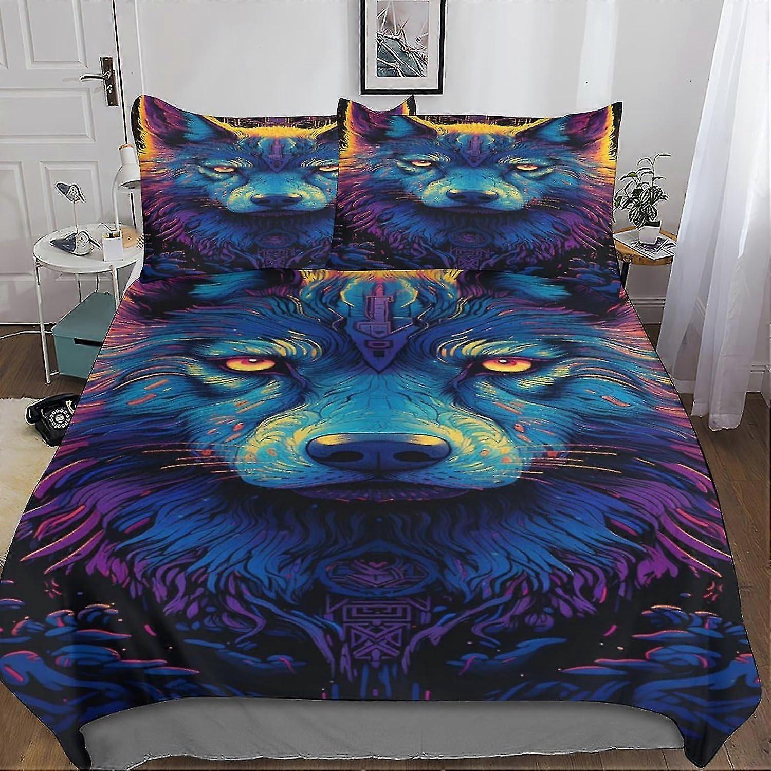 Conjunto de 3 Peças Capa de Edredom Estampada para Cama, Capa de Edredom Colorida Macia com Capa de Colcha com Zíper & Fronhas