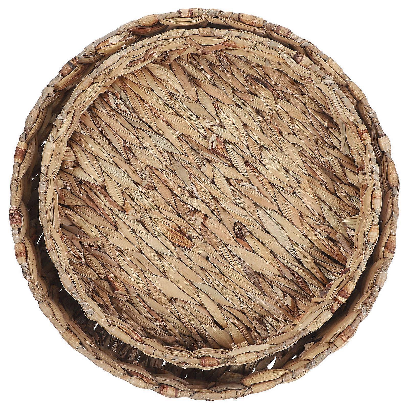 Vegetable Storage Basket Dried Fruit Container Multi-Purpose Container Indoor Use Light Brown 32.30X32.30X6.20CM 2Pcs