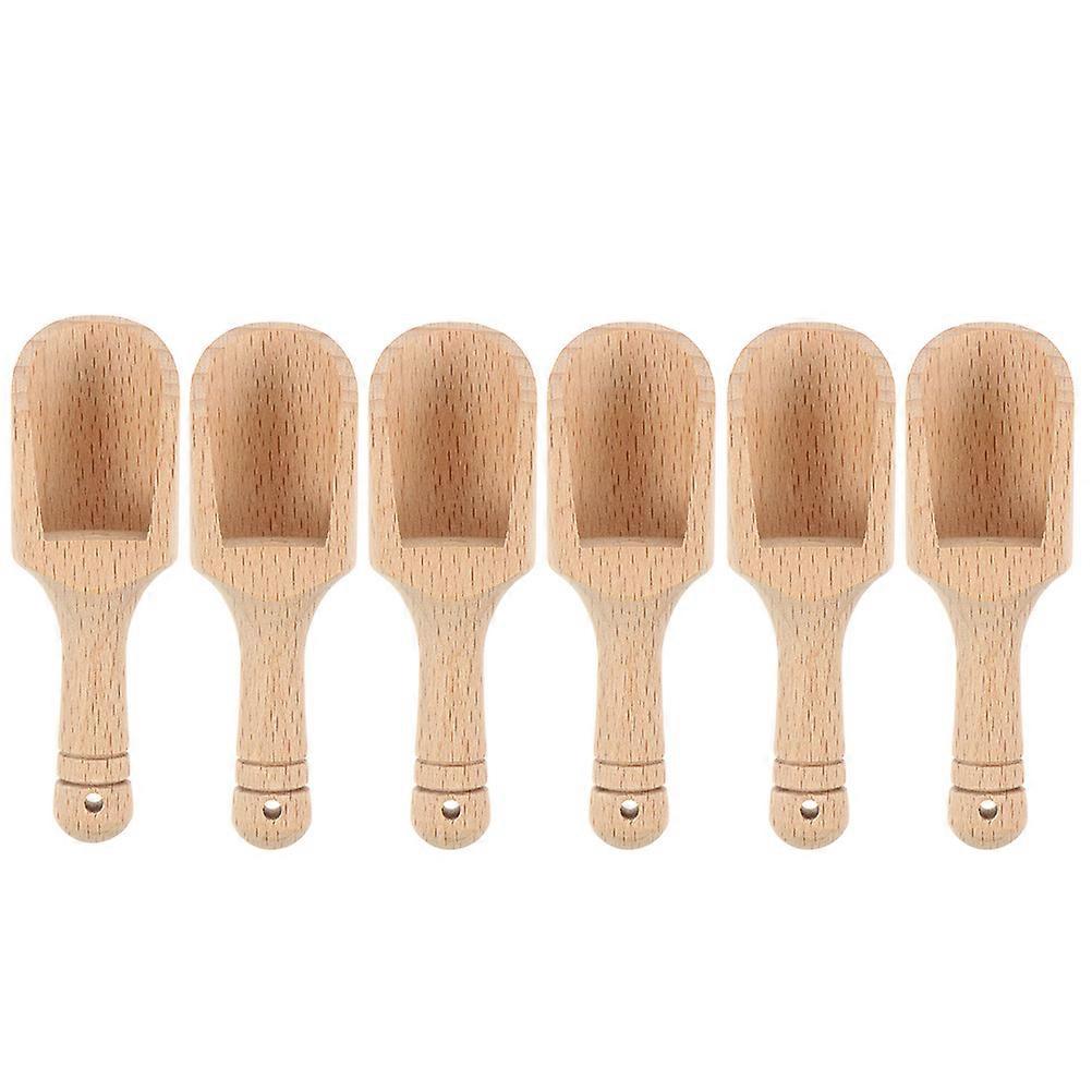 6pcs Wooden Tea Scoops for Salt, Spice & Coffee – Compact, Multi Purpose Kitchen Measuring Spoons with Comfortable Handles