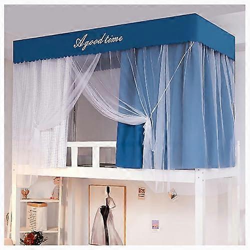 Canopy for dormitory, bunk bed, tent, canopy for upper bunk – 4corner post design with bed curtains for double beds upper bunk blue