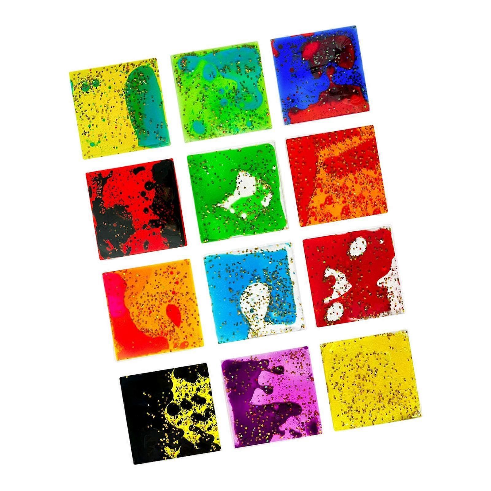 12pcs sensory soft gel liquid toys, calming toys, classroom prizes, Easter basket stuffers, fidget liquid motion games, square
